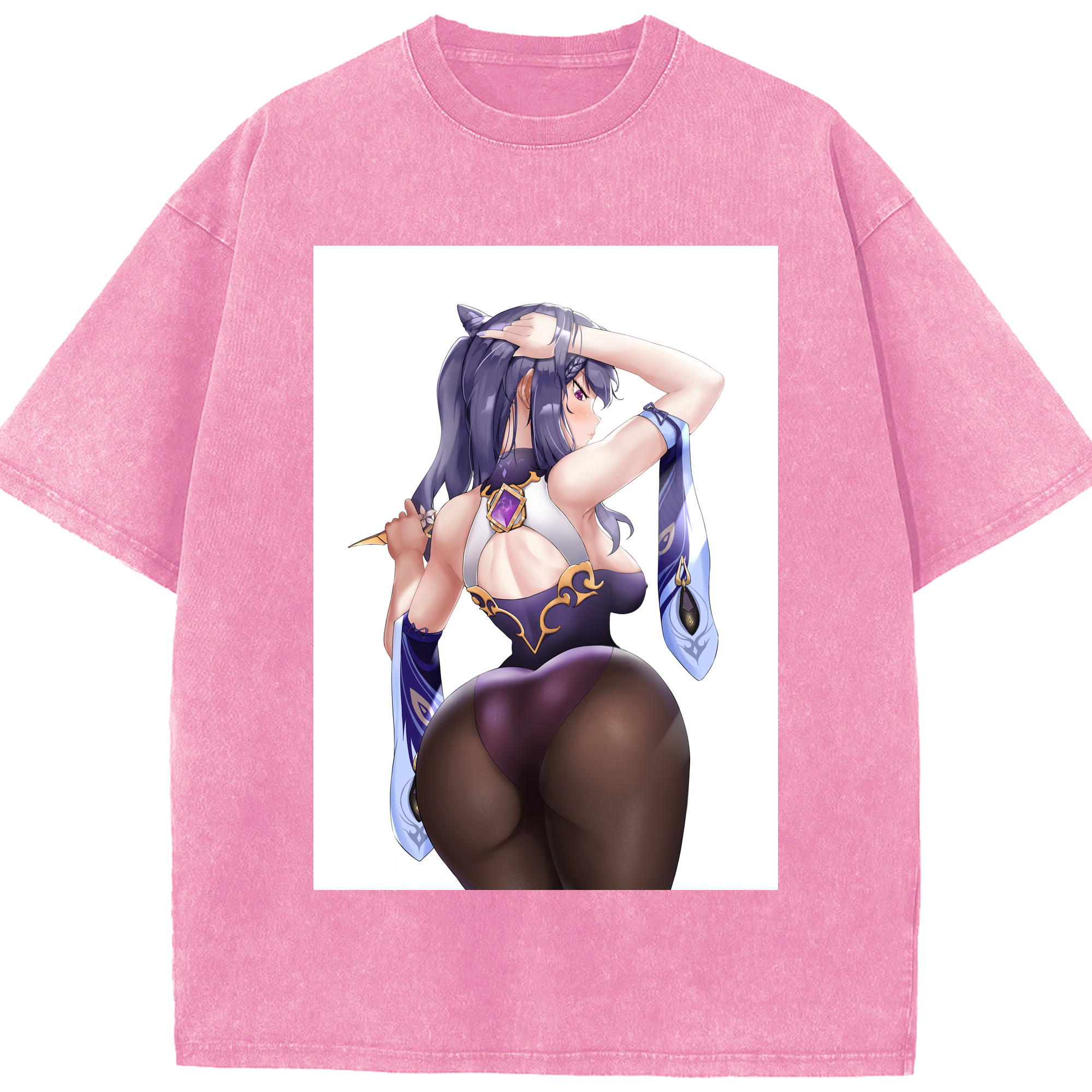 げんし神 刻晴 こくせい genshin Kokusei 綿100% ヴィンテージ風 半袖Tシャツ（フロントプリント）